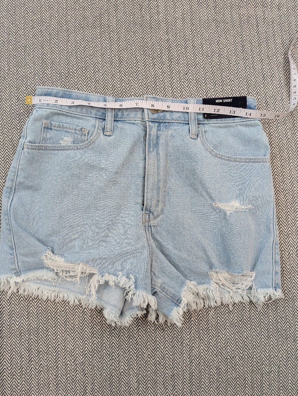 NWT Light Blue Distressed HighRise Mom Shorts Hollister (2) Denim Summer Classic - Picture 3 of 8